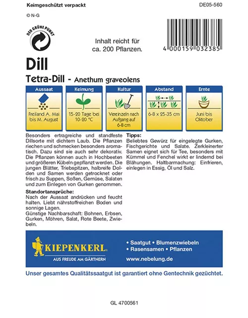 Tetra-Dill Einjaehrig Preisgruppe G