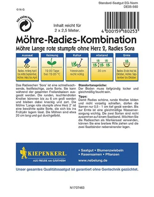 Kombination/Saatband Möhren & Radies 'KIE-N