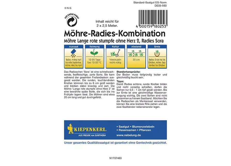 Kombination/Saatband Möhren & Radies 'KIE-N