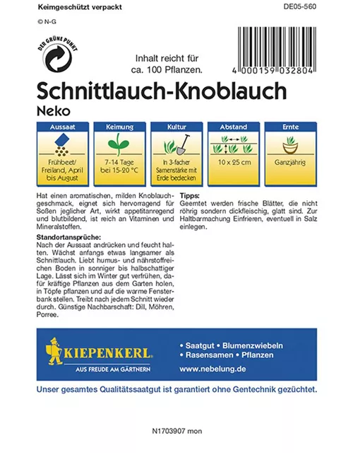 Schnitt-Knoblauch Neko Preisgruppe G