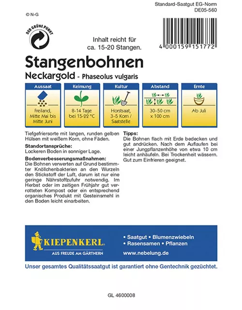 Stangenbohnen Neckargold