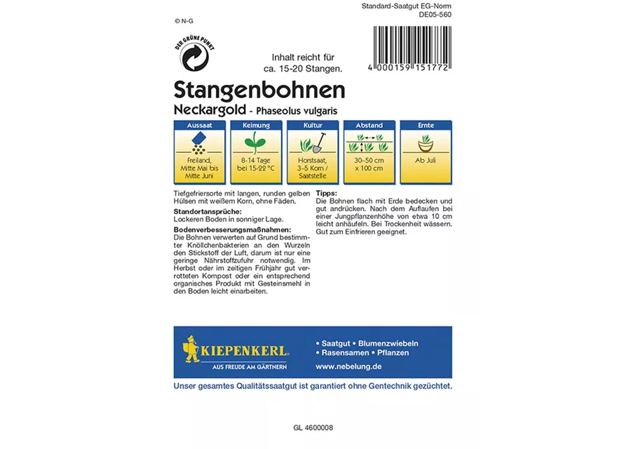 Stangenbohnen Neckargold