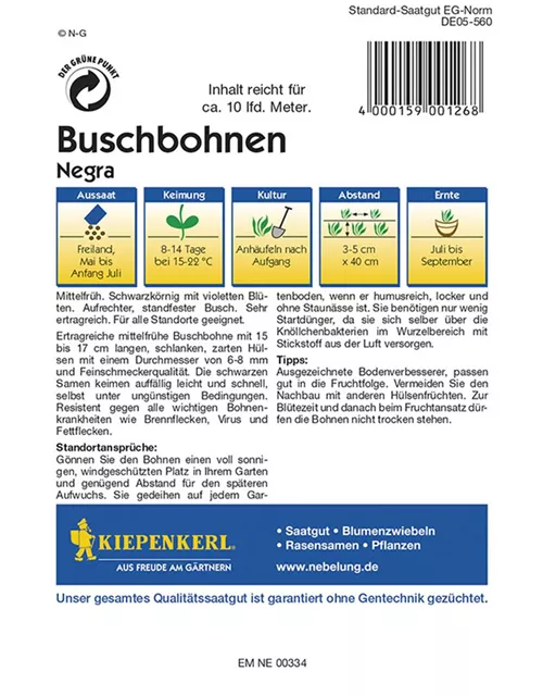 Buschbohne Negra Preisgruppe K