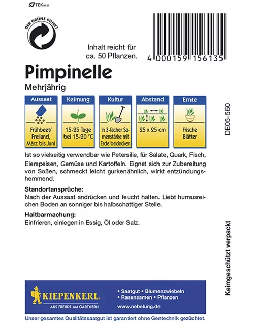 Kiepenkerl Pimpinelle Mehrjährig PG C