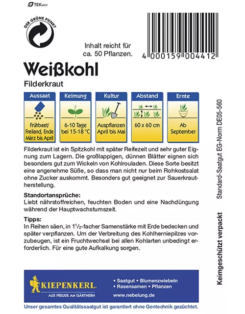 Kiepenkerl weißkohl Filderkraut PG B