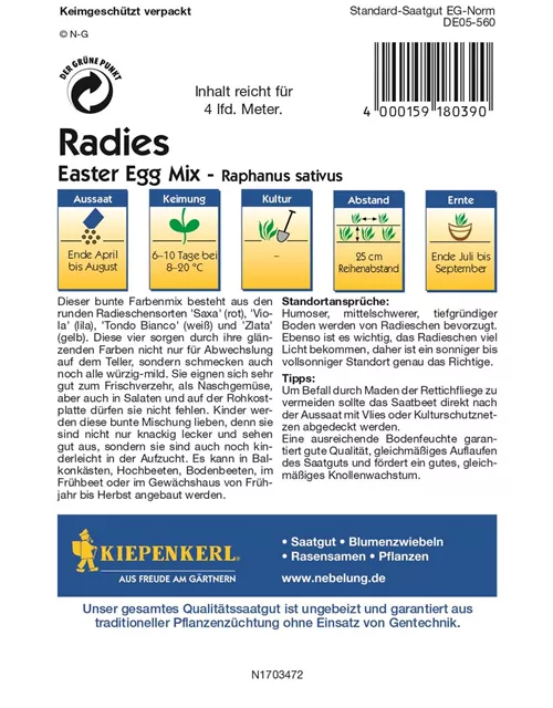 Kiepenkerl Radies Easter Egg Mix PG G