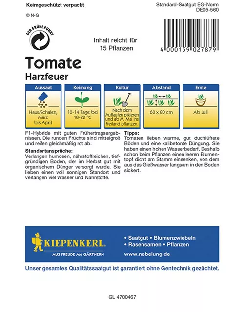 Tomaten Harzfeuer Preisgruppe G