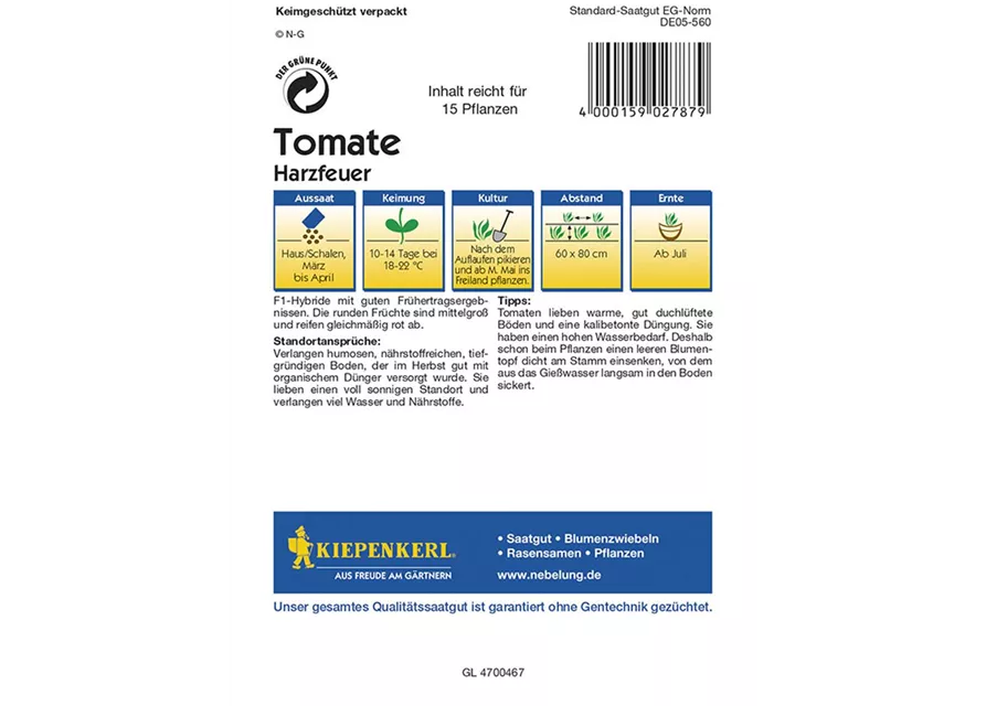 Tomaten Harzfeuer Preisgruppe G