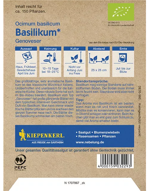 Basilikum Genoveser BIO Preisgruppe G