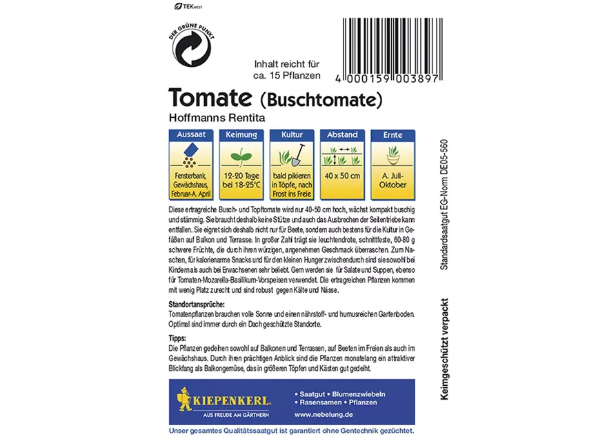 Kiepenkerl Tomate Hofmanns Rentita PG C