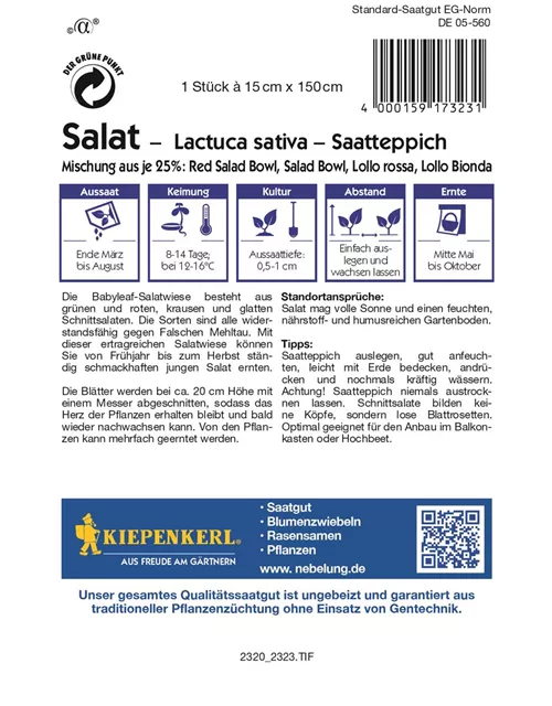 Kiepenkerl Salat Saatteppich Fitness Mix PG O