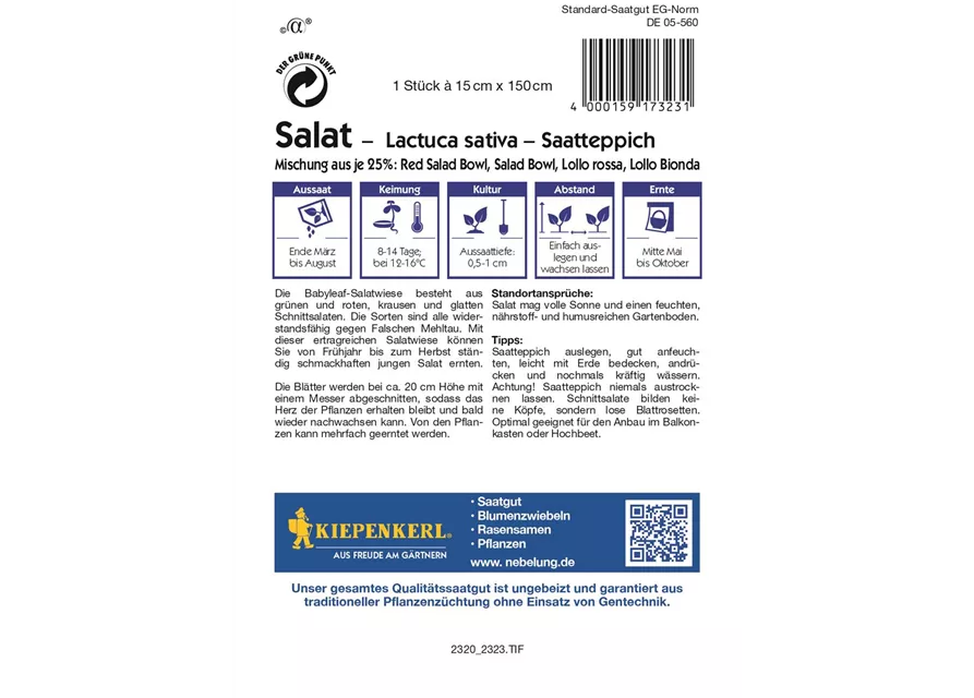 Kiepenkerl Salat Saatteppich Fitness Mix PG O