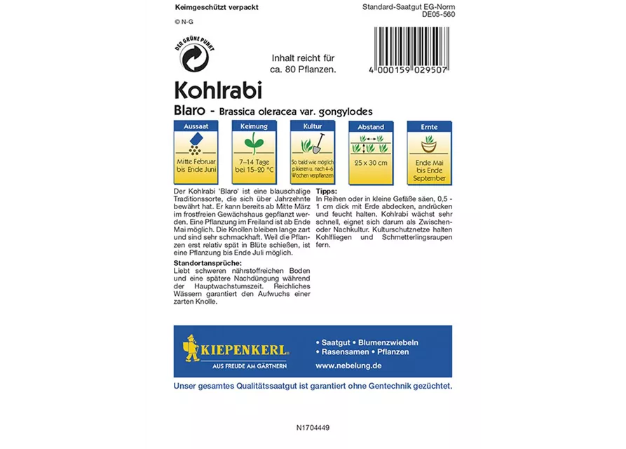 Kohlrabi Blaro Blau Preisgruppe G