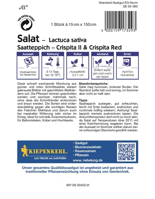 Kiepenkerl Salat Saattep Crispita II Red PG R, LS16037