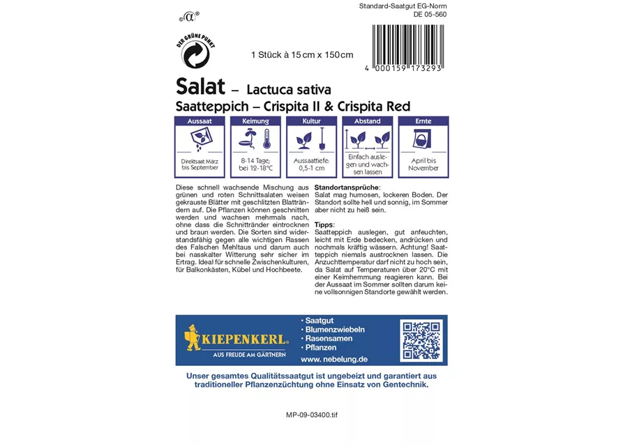 Kiepenkerl Salat Saattep Crispita II Red PG R, LS16037