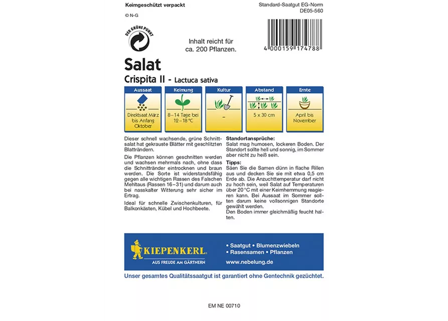 Kiepenkerl Salat Crispita II PG N