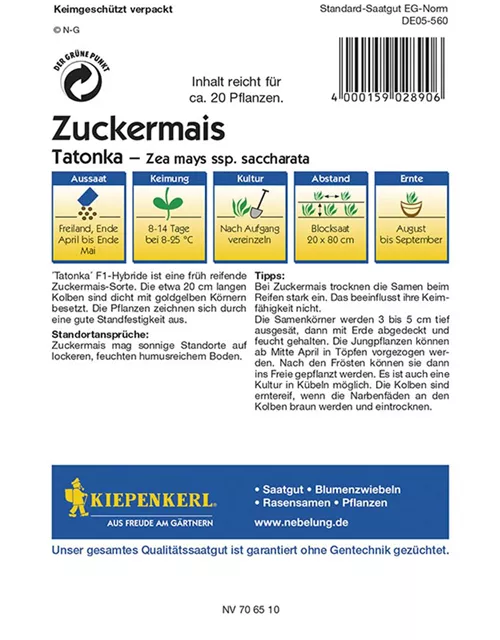 Zuckermais Tatonka/Standard Variante