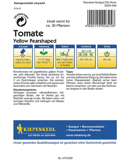 Obsttomaten Pearshaped Preisgruppe K