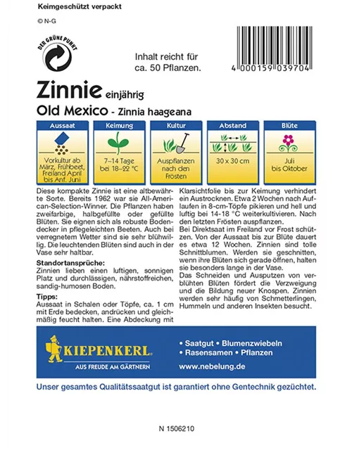 Zinnia Old Mexiko Preisgruppe D