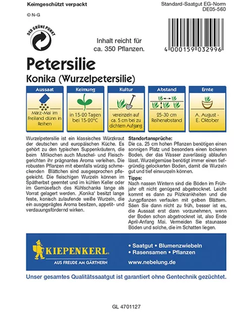 Petersilie Konika Wurzel KIE-D