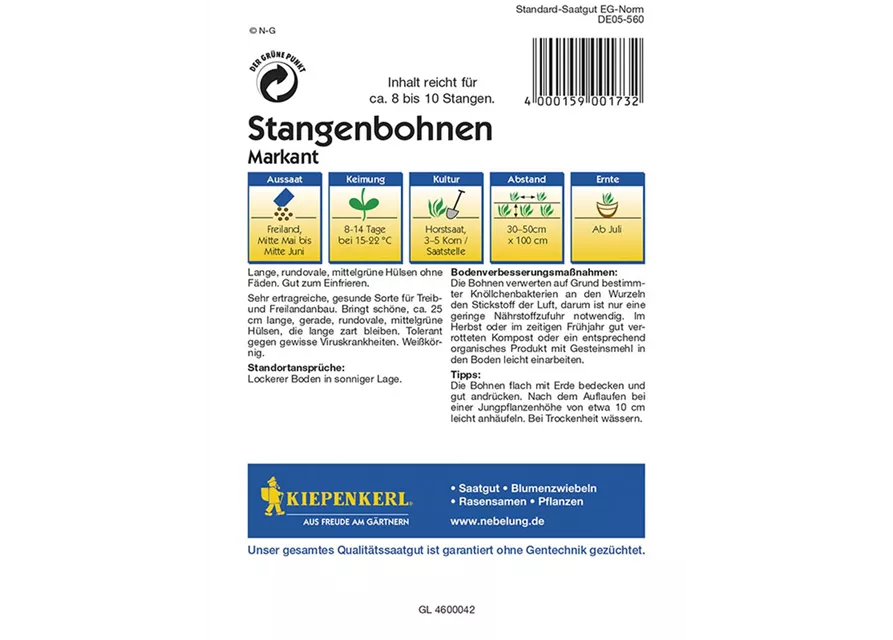 Stangenbohnen Markant Preisgruppe K