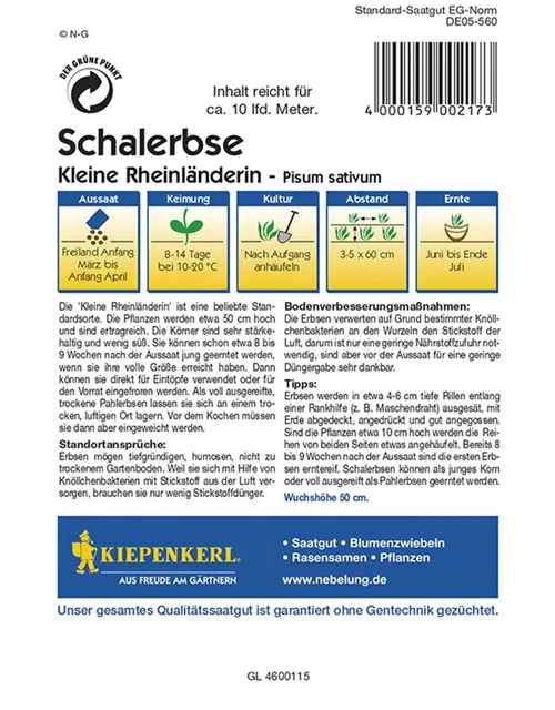 Schalerbsen Kl.Rheinl. Preisgruppe D