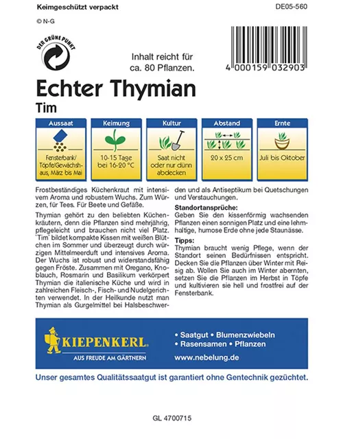 Echter Tymian Tim Preisgruppe D