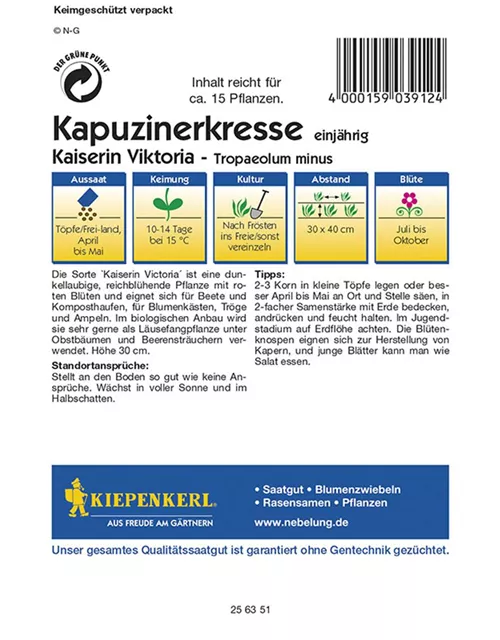 Kapuzinerkresse Kaiserin Victoria Preisgruppe K 